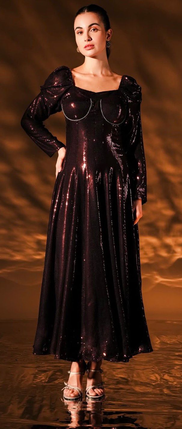 Mocha Sequin Dress